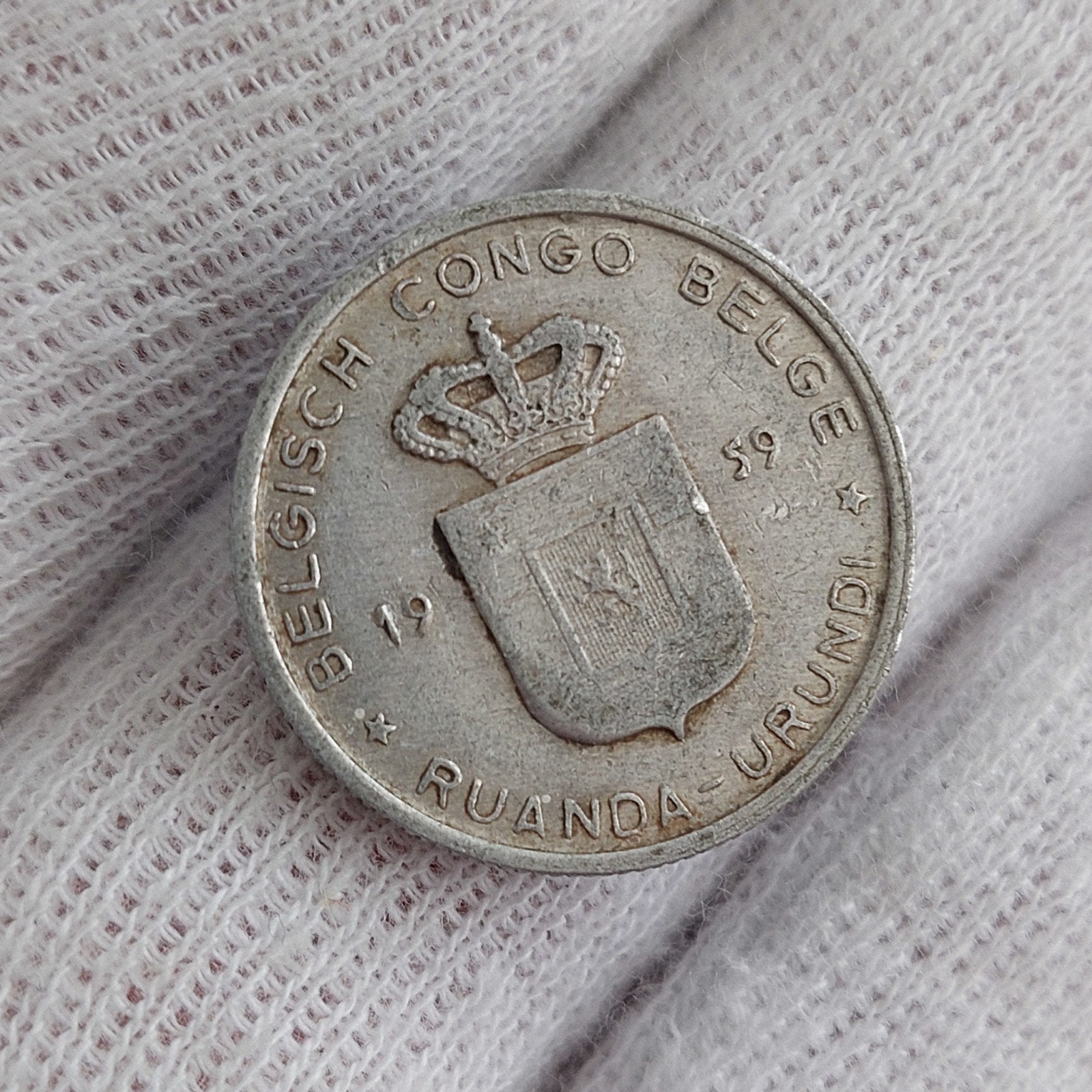 Munt / Belgisch Congo / 1 Frank / 1959, Ophalen of Verzenden, Losse munt