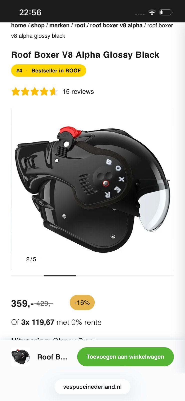 V8 helm, Ophalen, Zo goed als nieuw