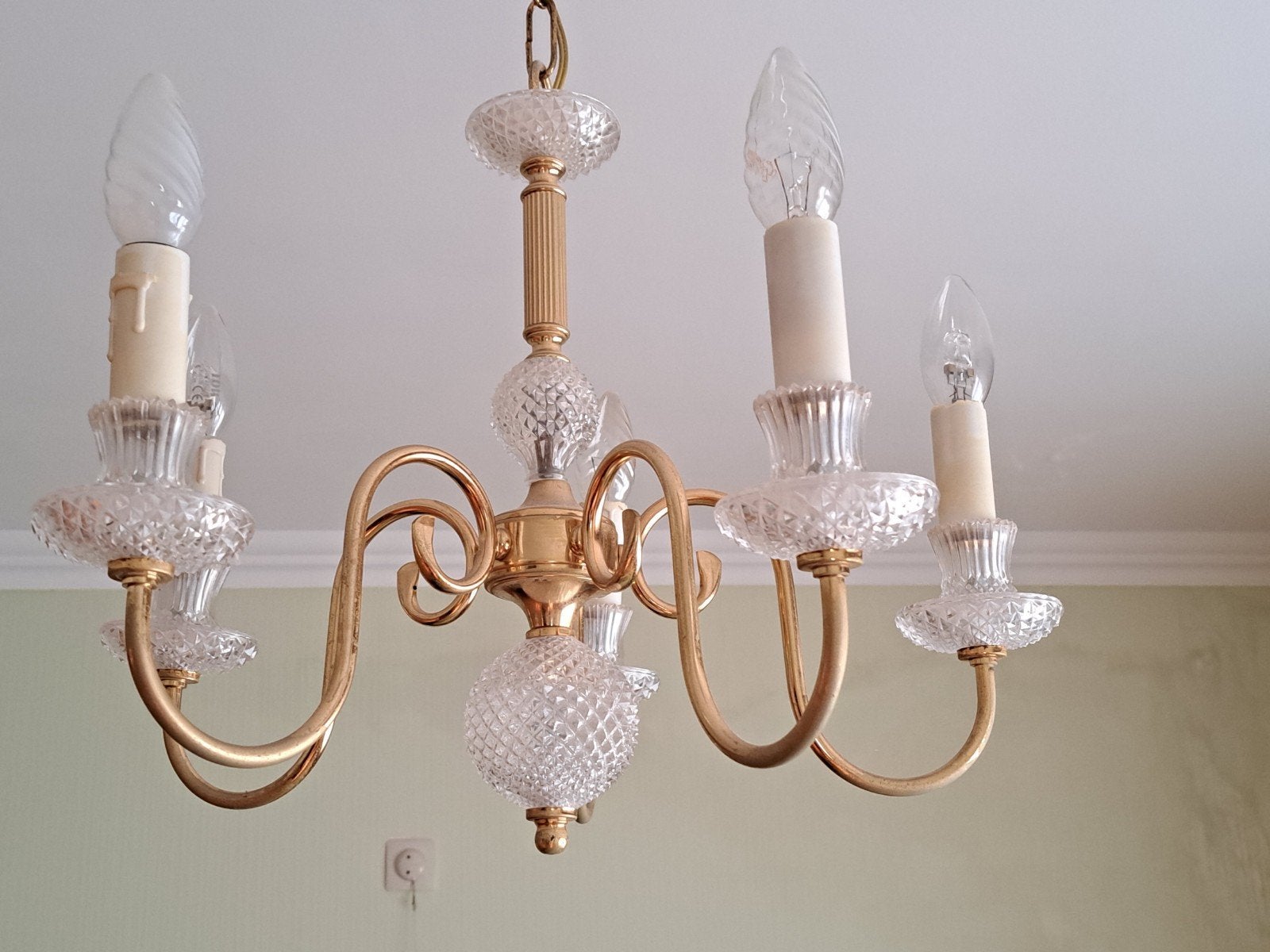 Luster met 5 armen in bronskleur, Huis en Inrichting, Ophalen