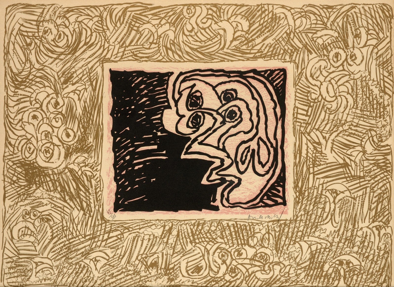 Alechinsky, Antiquités & Art, Art | Lithographies & Sérigraphies, Linogravure, Numéroté, Personnages et figures fantastiques, Enlèvement