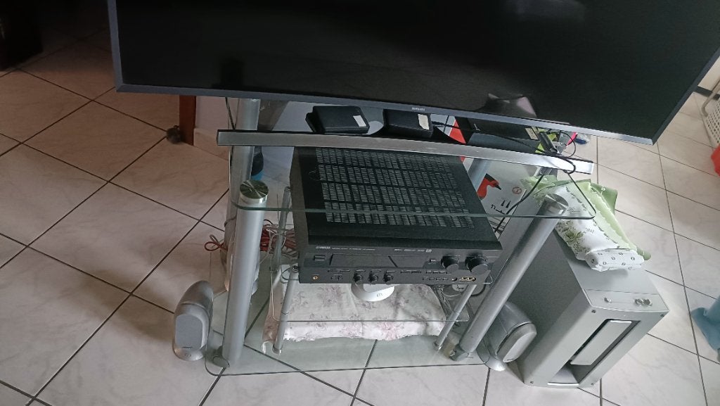 Meuble TV, Maison & Meubles, Verre, Moins de 100 cm, Enlèvement, Utilisé