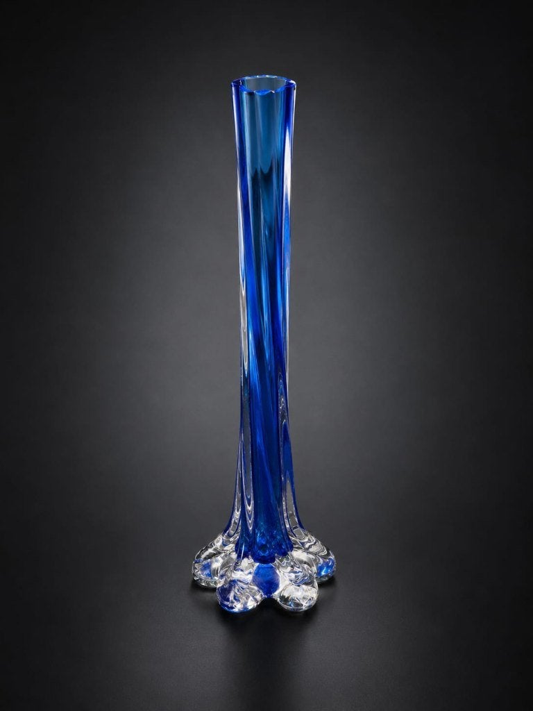 Murano soliflore vaas in blauw geblazen glas, Antiek en Kunst, Antiek | Vazen, Ophalen