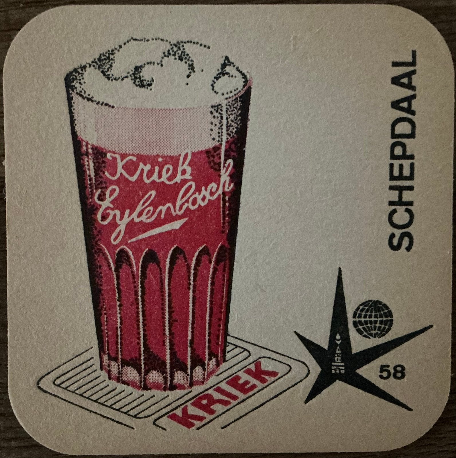 Ancien tapis à bière KRIEK EYLENBOSCH/SCHEPDAAL/EXPO 58/, Collections, Enlèvement ou Envoi, Comme neuf, Sous-bock, Autres marques