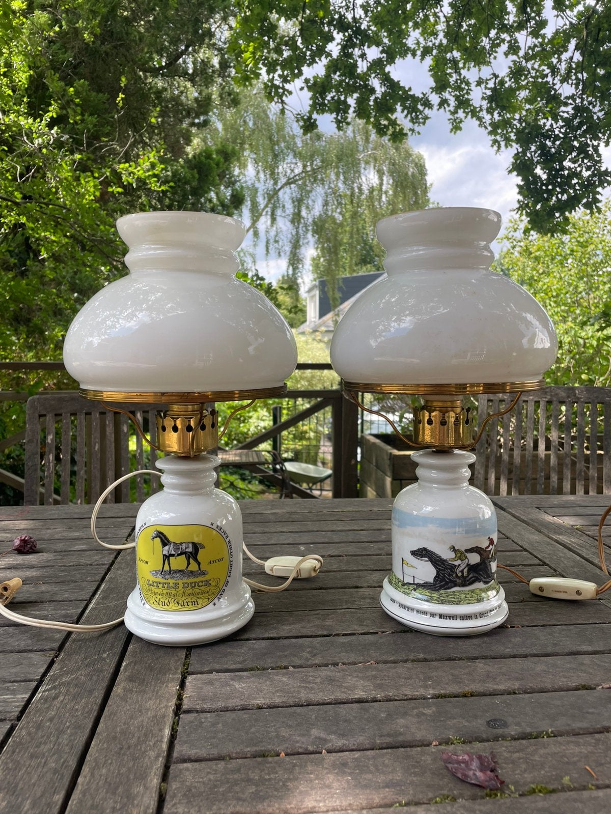 Paar vintage lampen in porselein van Auteuil, Ophalen