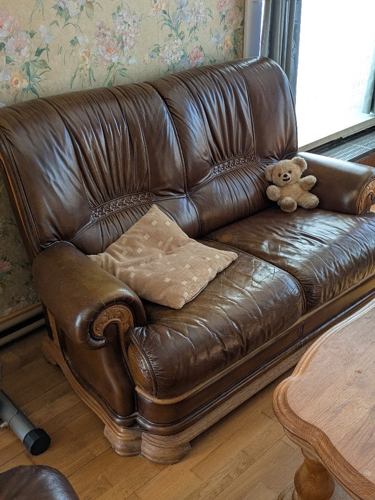 Eiken lederen Salon, Ophalen, Gebruikt, Hout
