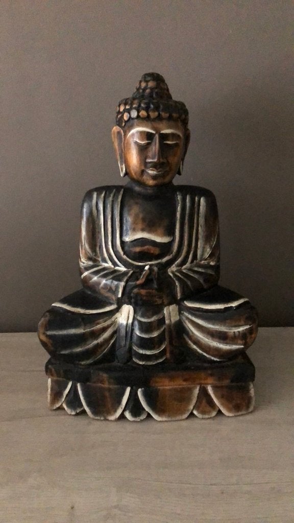 houten boedha, Neuf, Enlèvement ou Envoi, 40 cm, Marron