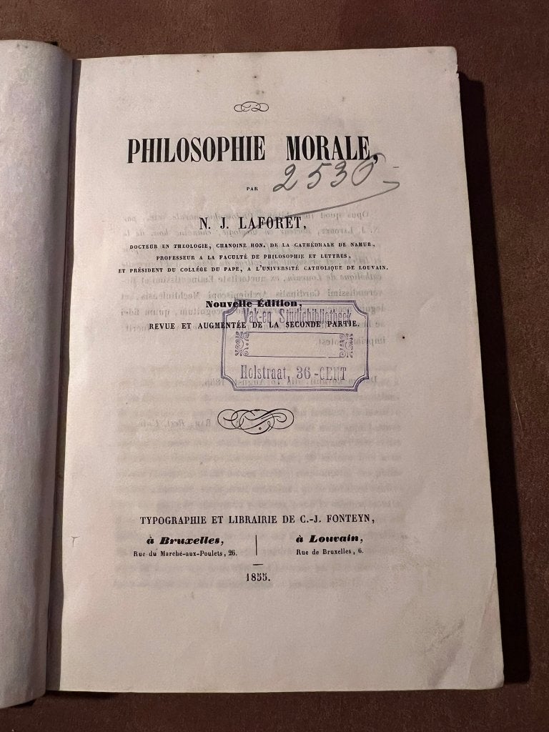 Philosophie morale par N.J. Laforet 1855, Enlèvement ou Envoi, N.J. Laforet