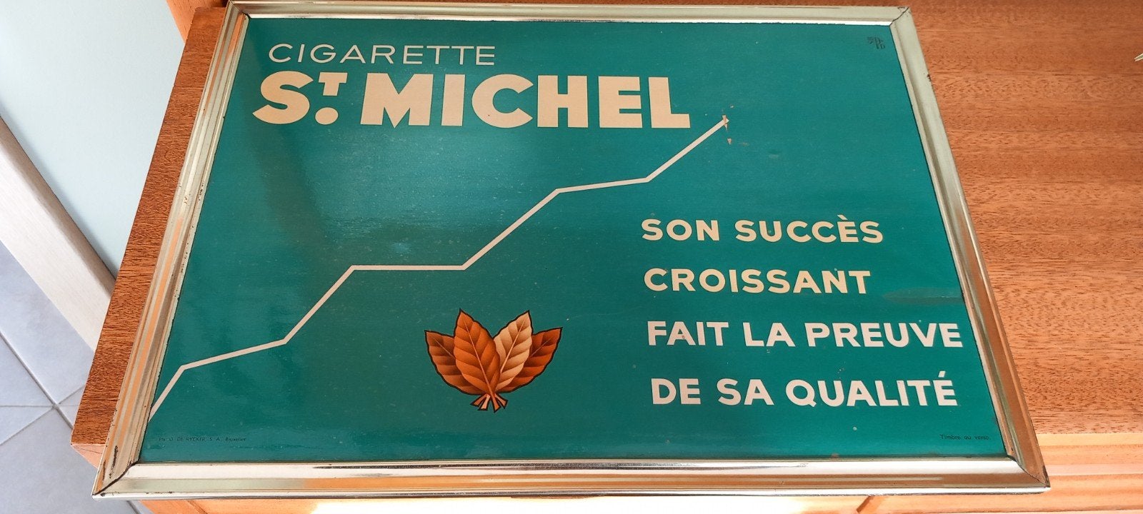 Vintage reclame voor Cigarette St Michel glaçoid uit 1964, Verzamelen, Ophalen of Verzenden, Gebruikt, Reclamebord