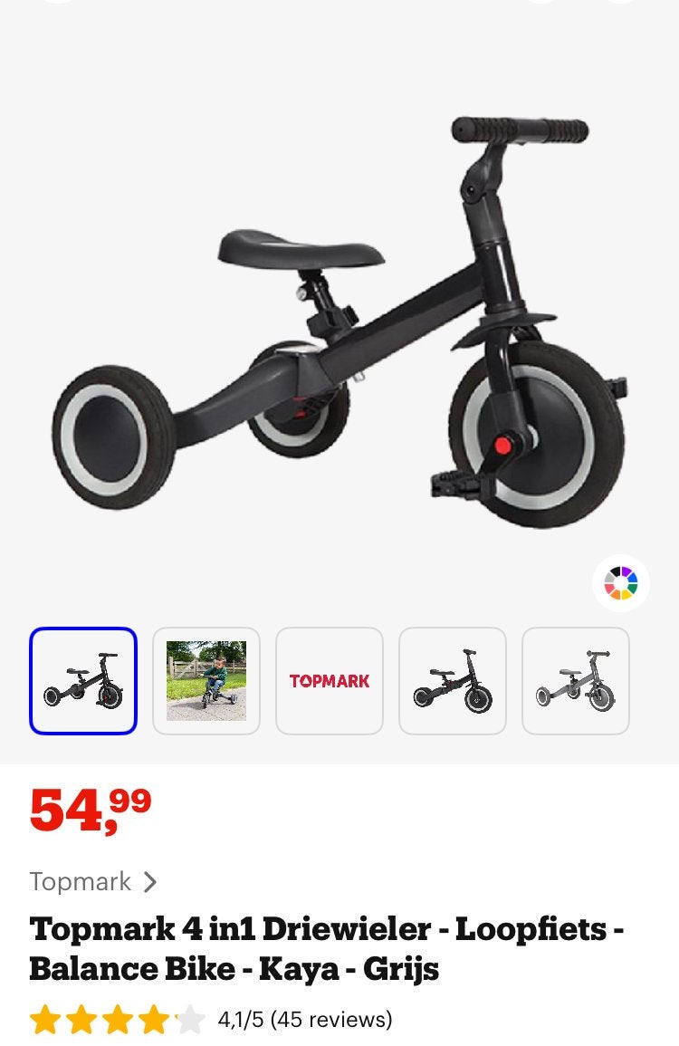 Loopfiets- driewieler 4in1, Ophalen, Zo goed als nieuw