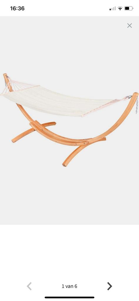 Dubbele hangmat op houten staander, Ophalen, Gebruikt, Meerpersoons, Met standaard