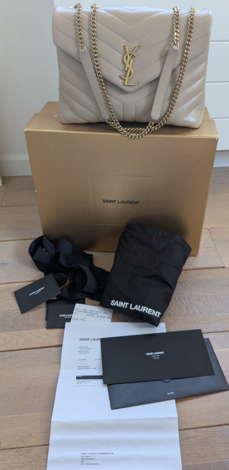 originele Yves Saint Laurent loulou medium, Enlèvement ou Envoi, Comme neuf, Beige