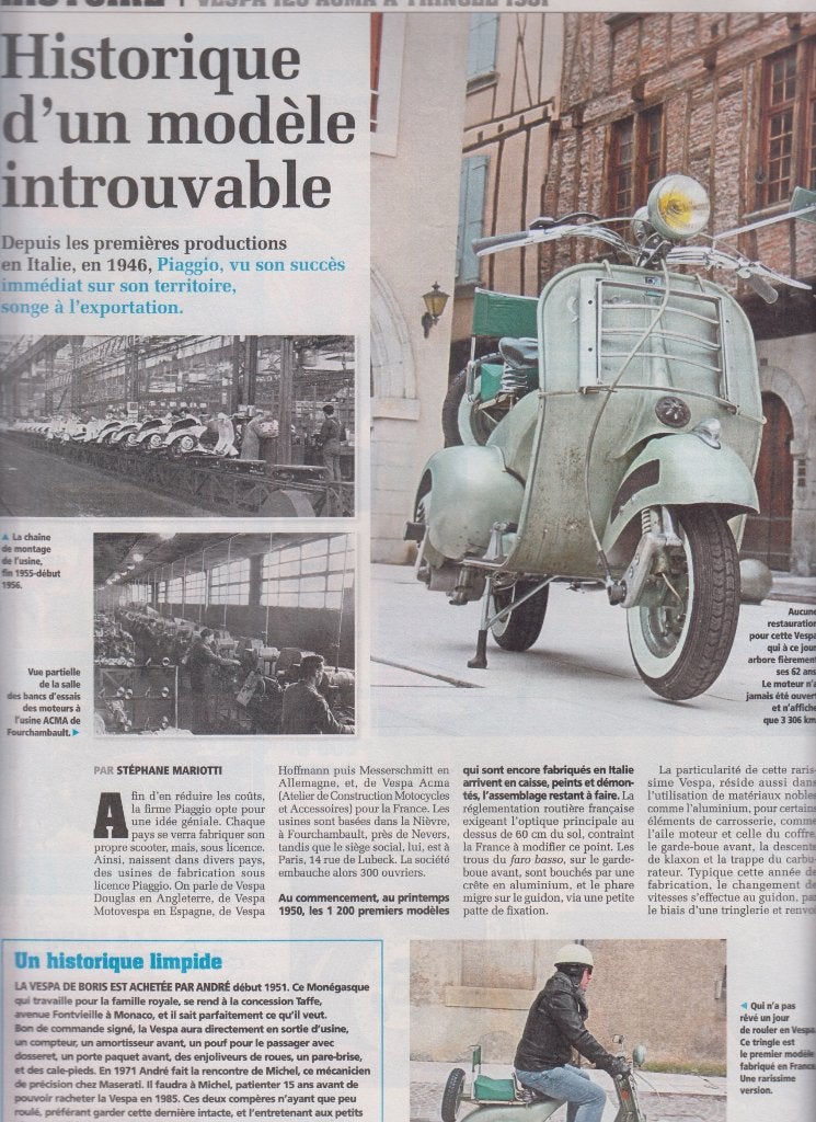 1951 Scooter Vespa 125 à Tringles ACMA collection, Livres, Journaux & Revues, Envoi, Utilisé