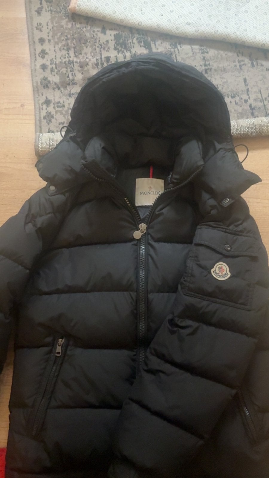 Moncler jas goede staat, Ophalen of Verzenden, Gedragen, Maat 46 (S) of kleiner, Zwart