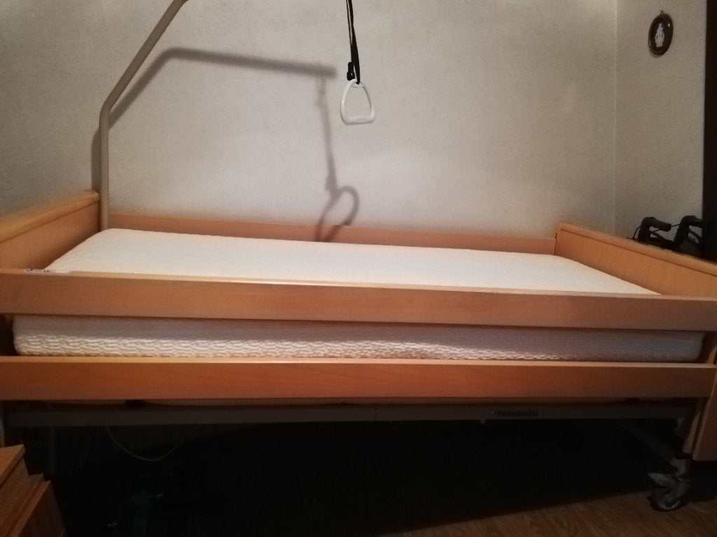 Hoog laag bed, Ophalen, 90 cm, Eenpersoons, Beige