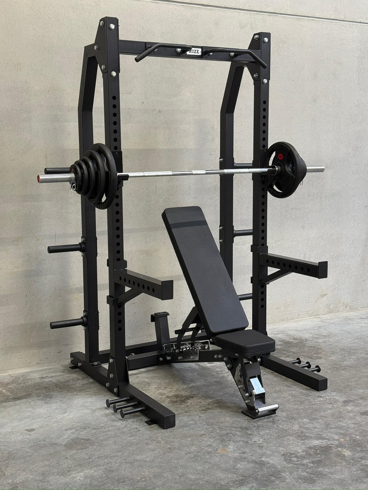Half rack + stang + plates + bench, Ophalen, Zo goed als nieuw