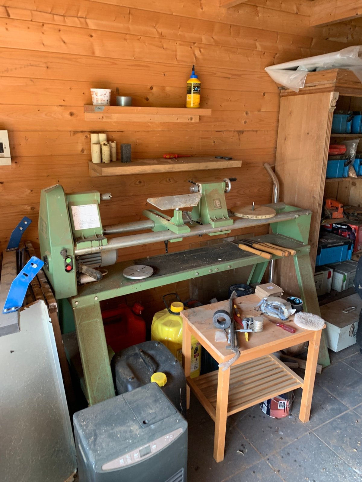 Hout draaibank incl beitels, Doe-het-zelf en Bouw, Ophalen, Zo goed als nieuw