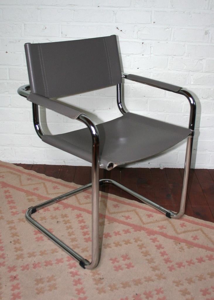 Vintage Bauhaus stijl buisframe sledestoel (grijs), Ophalen, Grijs, Twee