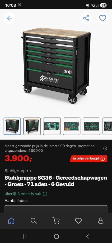 Gereedschapswagen Stalhgruppe SG36, Doe-het-zelf en Bouw, Gereedschapskisten, Ophalen, Gevuld, Nieuw