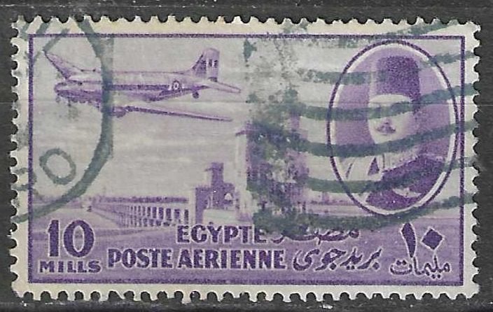 Egypte 1947 - Yvert 34PA - Vliegtuig boven een Dam (ST), Postzegels en Munten, Postzegels | Afrika, Verzenden, Egypte, Gestempeld