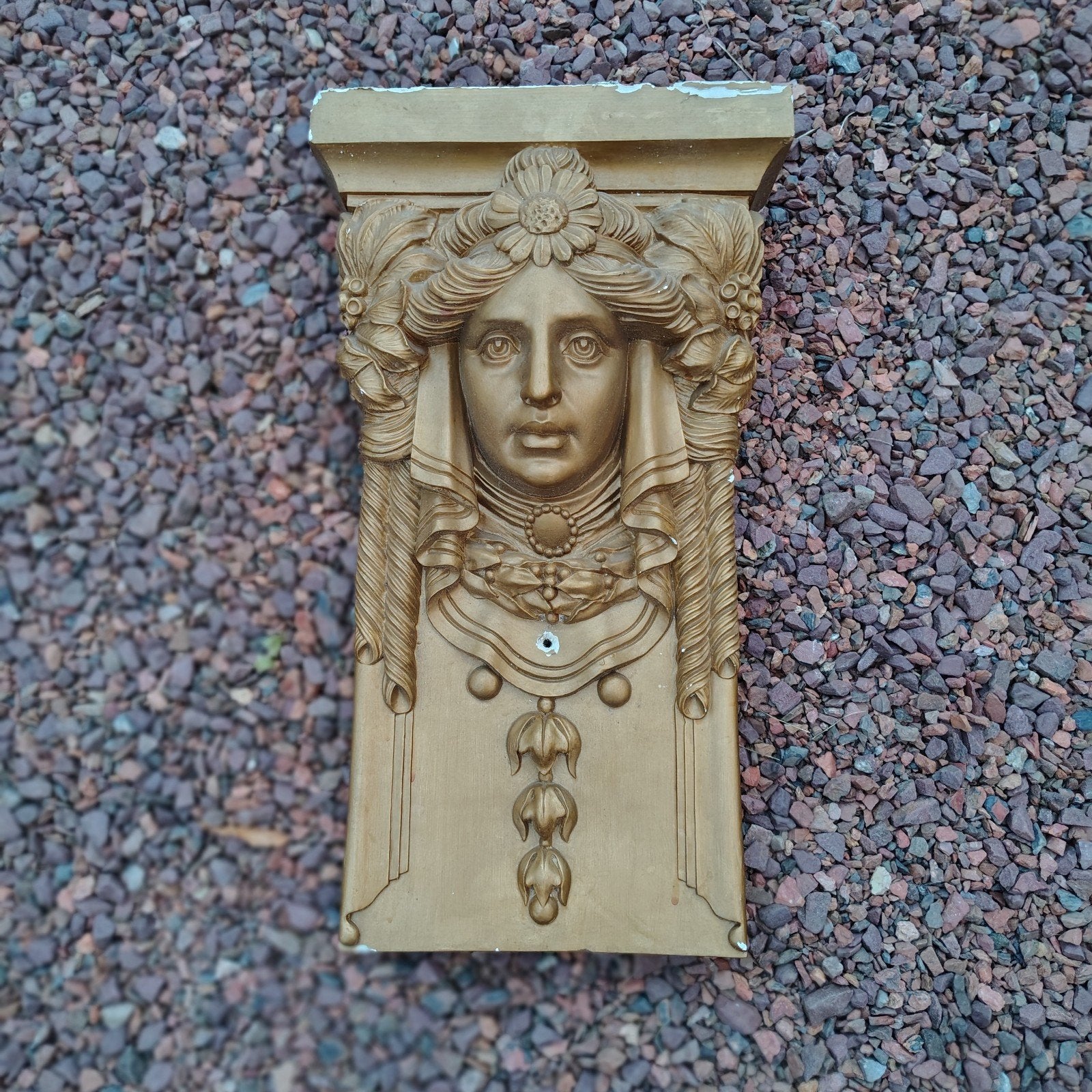 Groot wand ornament vrouwengezicht., Antiek en Kunst, Ophalen
