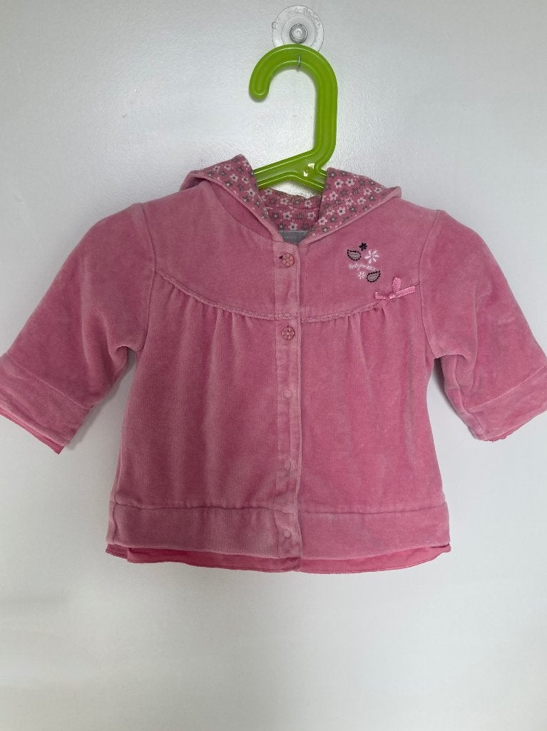 "Mexx" roze velours vestje(trui)capuchon en gevoerd-68/6mnd, Kinderen en Baby's, Babykleding | Maat 68, Zo goed als nieuw, Meisje
