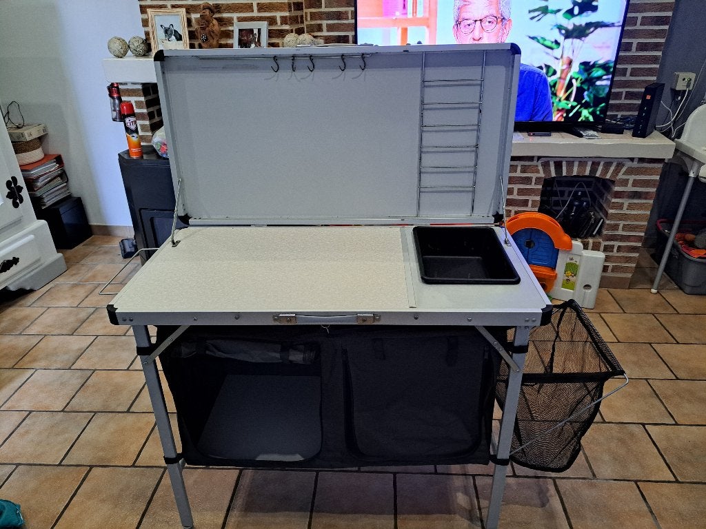 Valise cuisine camping pliable, Caravans en Kamperen, Kampeermeubelen, Ophalen, Zo goed als nieuw, Campingkast