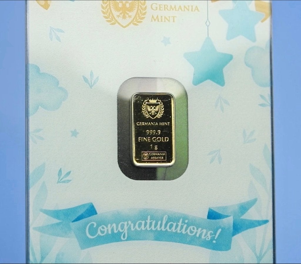 Germania Mint gouden baar 1 gram « Speciale Gerboorte » 9999, Ophalen of Verzenden, Goud