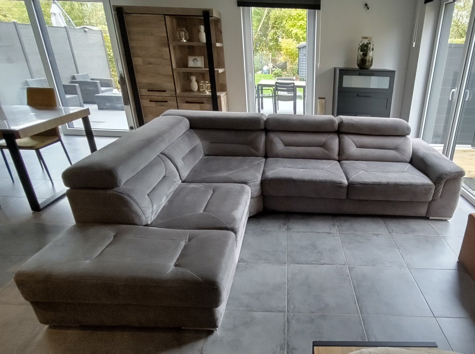 Canapé d'angles en microfibre, Huis en Inrichting, Ophalen, Gebruikt, Hoekbank, 75 tot 100 cm