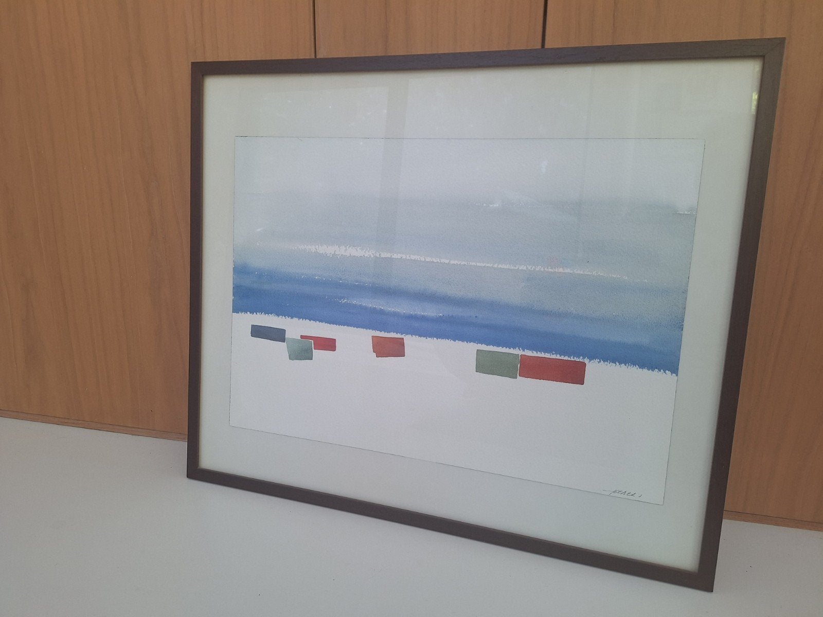 Aquarel abstract zeezicht, Antiek en Kunst, Ophalen
