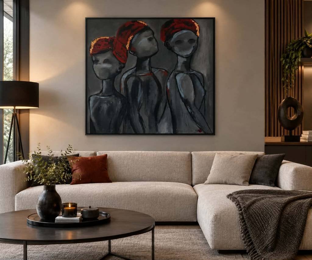 Schilderij (acryl) abstract, 1m x1m, Ophalen