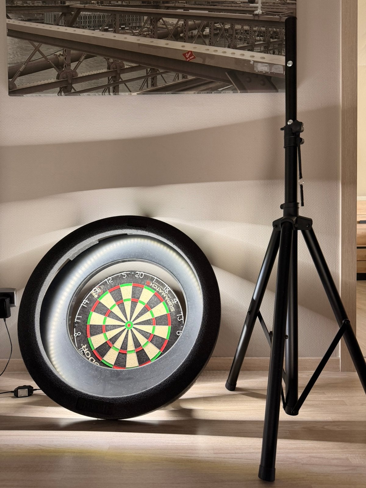 Dartsstaander , surround en verlichting, Sport en Fitness, Darts, Ophalen, Gebruikt