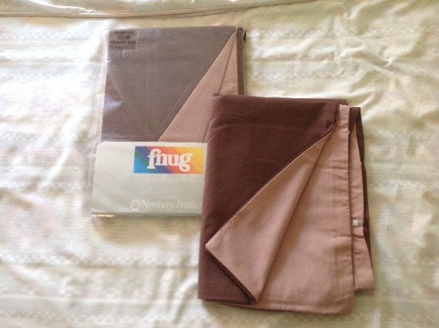 Quilt overtrek 135 x 138 cm bruin van Fnug, Eenpersoons, Bruin, Dekbedovertrek, Katoen