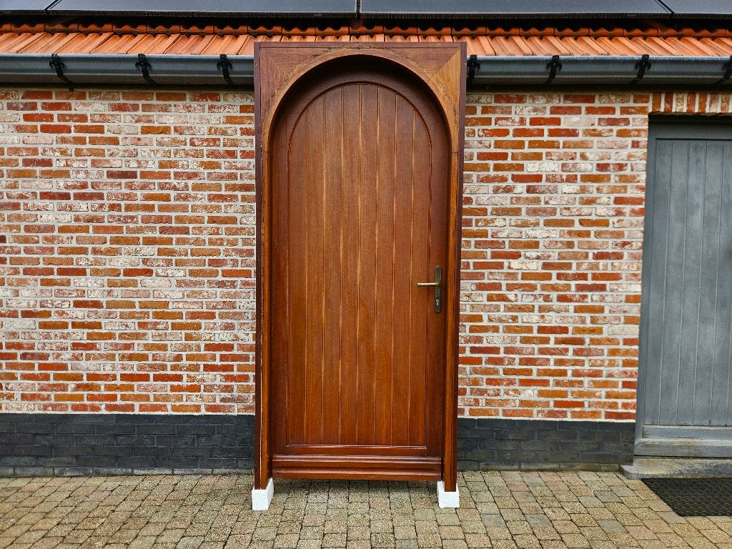 Unieke Deur in Sapeli mahonie Hout, 215 cm of meer, Hout, Ophalen, 100 tot 120 cm