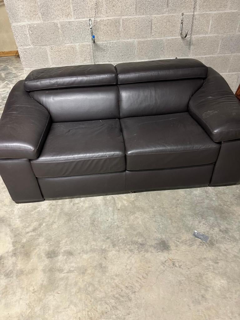 Natuzzi lederen tweezit, Huis en Inrichting, Ophalen, Tweepersoons, Leer, Modern
