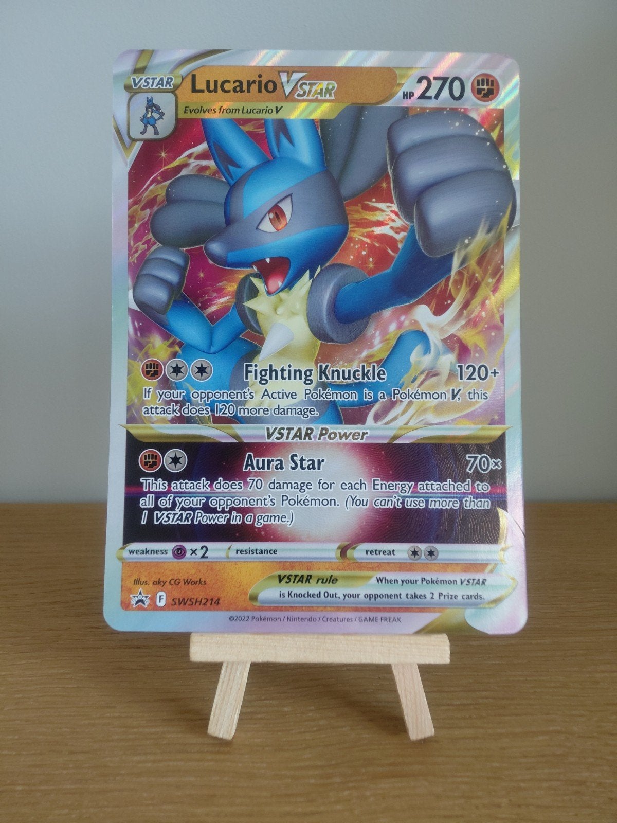 pokémon kaart: jumbo Lucario, Ophalen of Verzenden, Gebruikt, Losse kaart