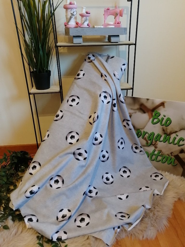 Outlet : Jersey digitaal voetballen, lichtgrijs., Hobby & Loisirs créatifs, Tissus & Chiffons, Neuf, Gris, Coton, 120 cm ou plus