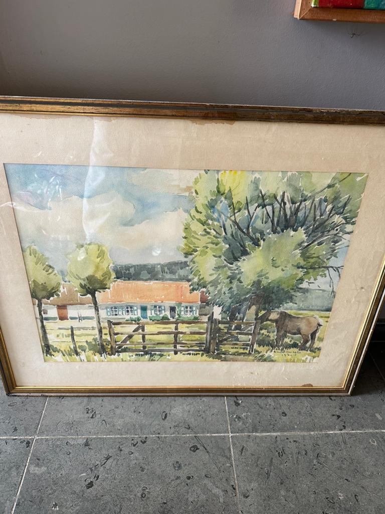 Aquarel. 1970 belgische schilder dries vandeweeghe, Enlèvement