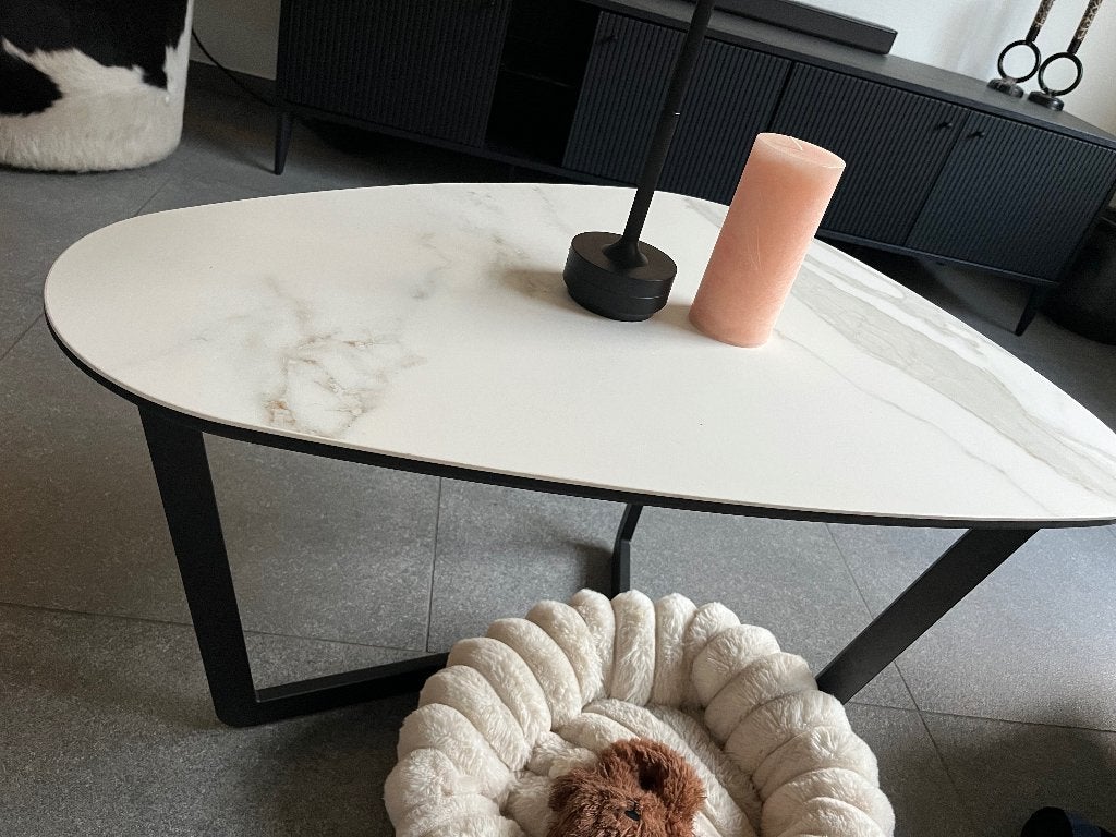 Salontafel, Huis en Inrichting, Tafels | Salontafels, Ophalen, Zo goed als nieuw, Overige materialen, Modern, marmer print