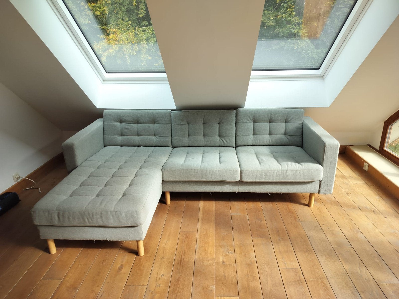3 - zitsbank met chaise longue IKEA LANDSKRONA 3 lichtgroen, Enlèvement, Tissus, Scandinavisch / modern