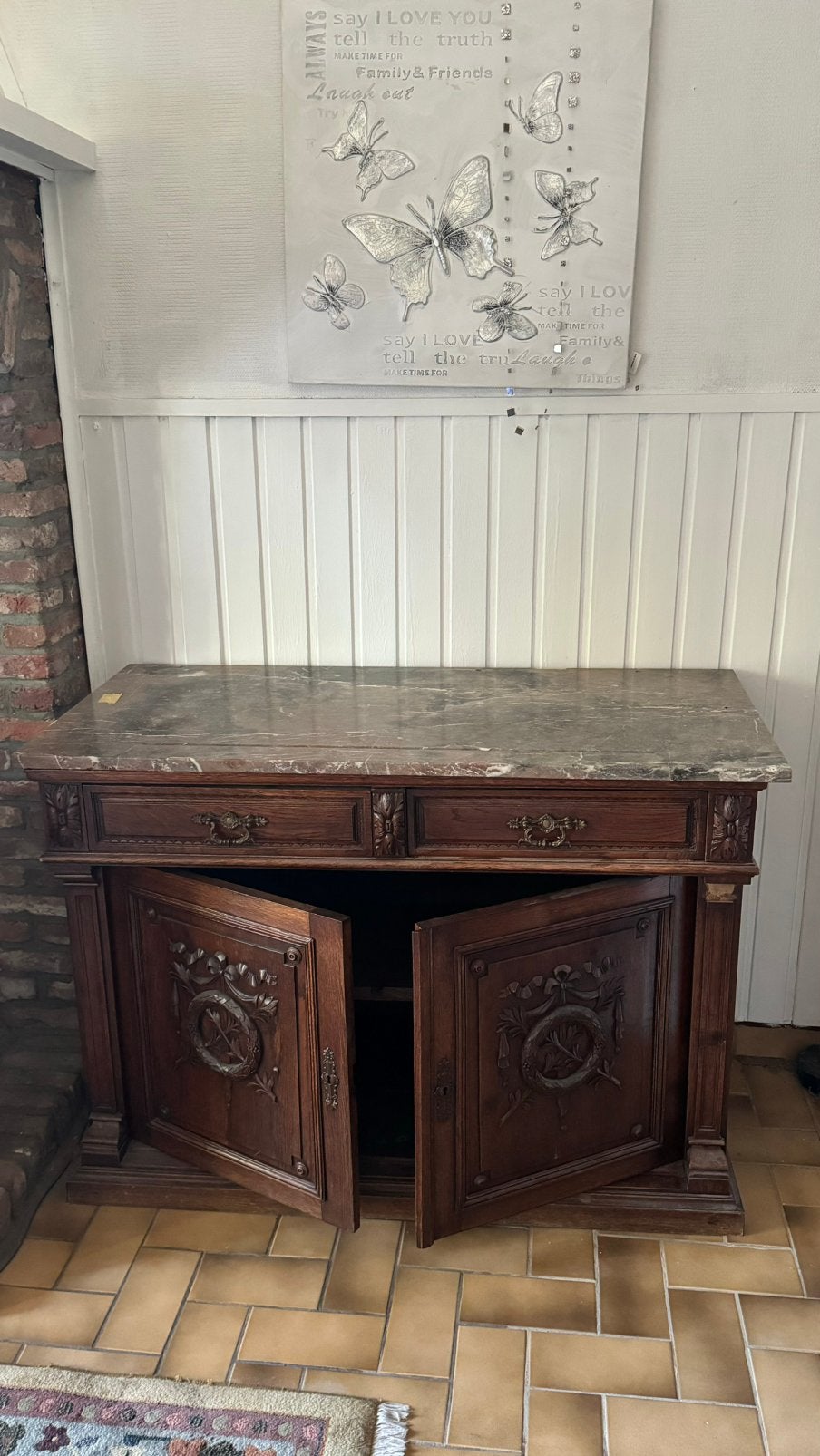 Bureau - tafel antiek met marmer losliggend blad, Antiek en Kunst, Ophalen