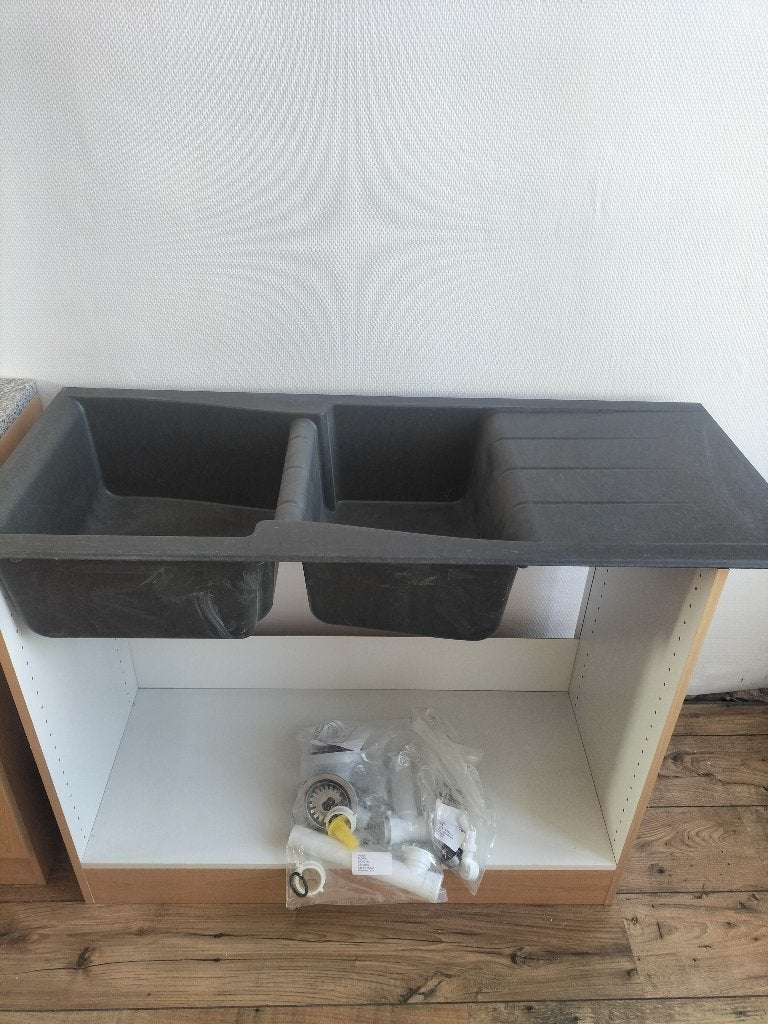 Dubbele spoelbak, Huis en Inrichting, Ophalen, Nieuw, Zwart