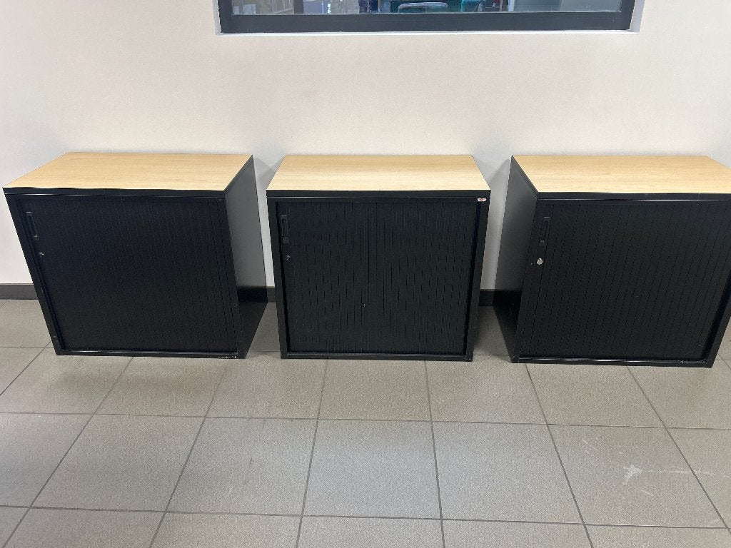 Drie Bureaukasten met schuifdeur, 25 à 50 cm, Enlèvement ou Envoi, Avec serrure, Moins de 100 cm