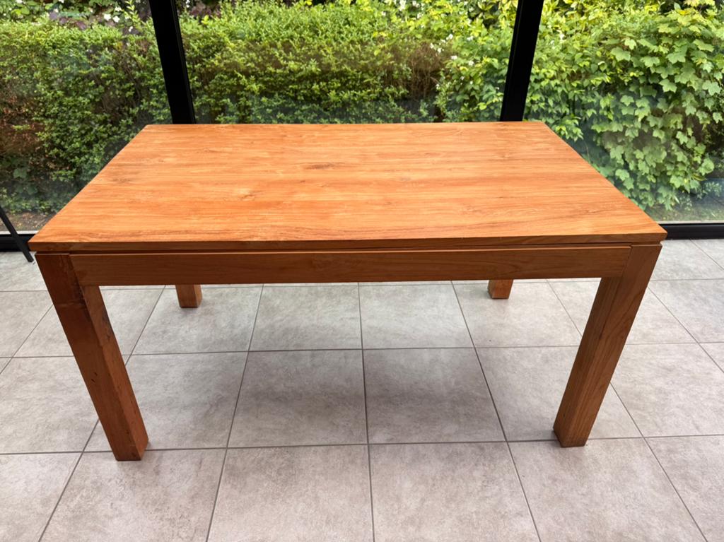 Tafel in teak (90x150cm), Ophalen, 100 tot 150 cm, Teakhout, 50 tot 100 cm