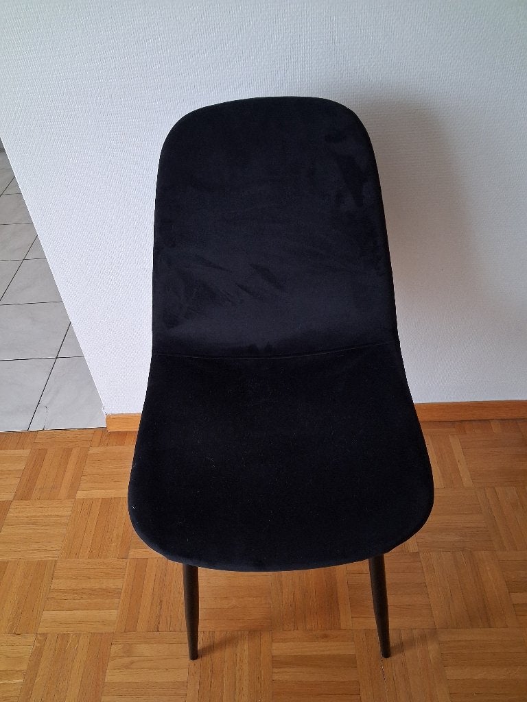 FLUWELEN STOEL MET 4, Huis en Inrichting, Stoelen, Ophalen, Overige materialen, SALLE A MANGER EN VELOUR, Zwart