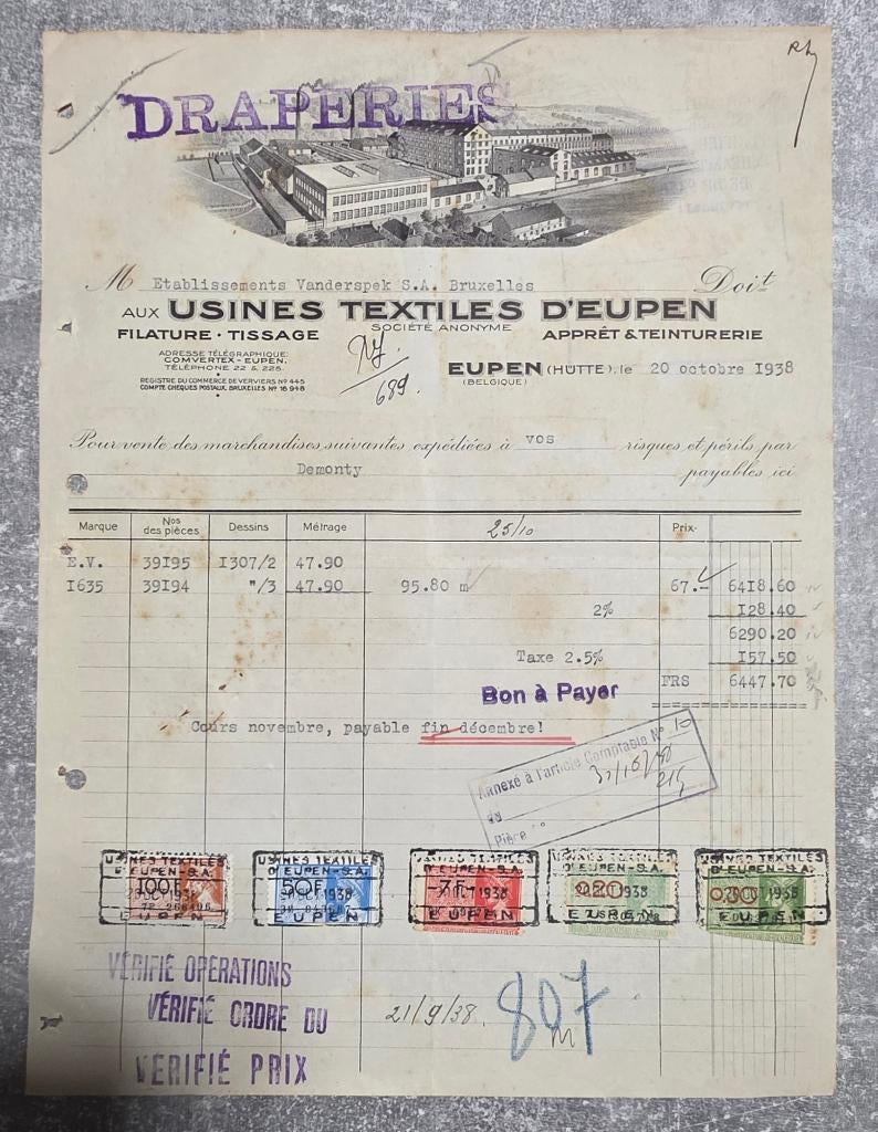 Reclame+6 facturen+Belgische belastingzegel+Farciennes, Ophalen, Zo goed als nieuw, Overige typen