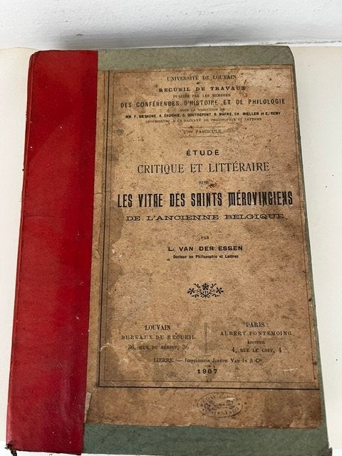 1907 Etude les Vitae des saints mérovingiens univ de LOUVAIN, Enlèvement ou Envoi