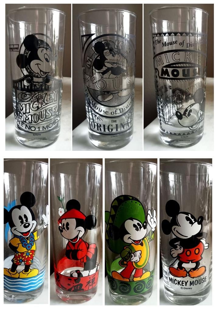 Disney Mickey Mouse Retro Vintage Verzamelglazen., Enlèvement ou Envoi, Mickey Mouse, Comme neuf