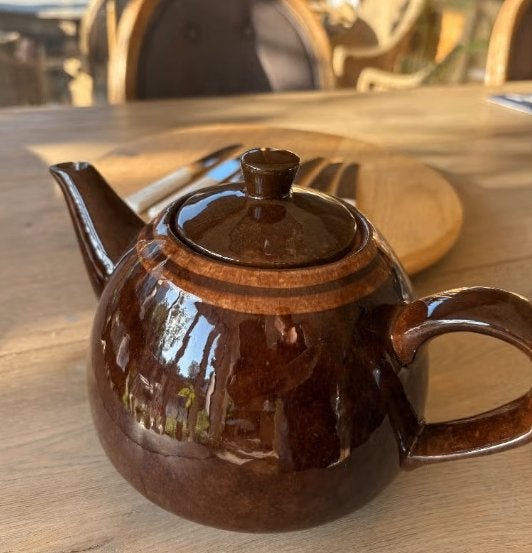 Vintage theepot Poterie de Bouffioulx – Bruin glazuur, Antiek en Kunst, Ophalen of Verzenden