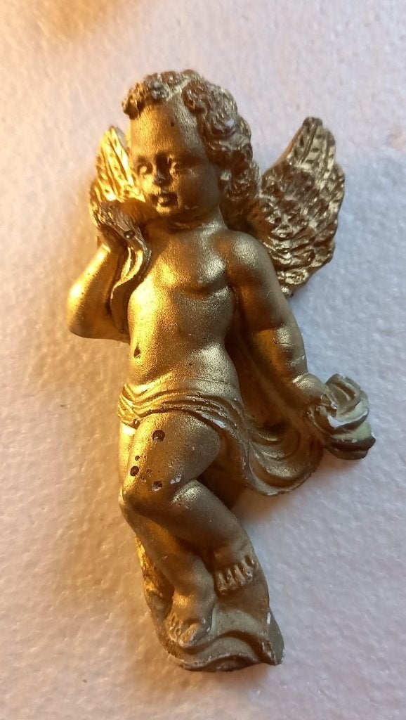2 vergulde engeltjes, Ophalen of Verzenden, Gebruikt
