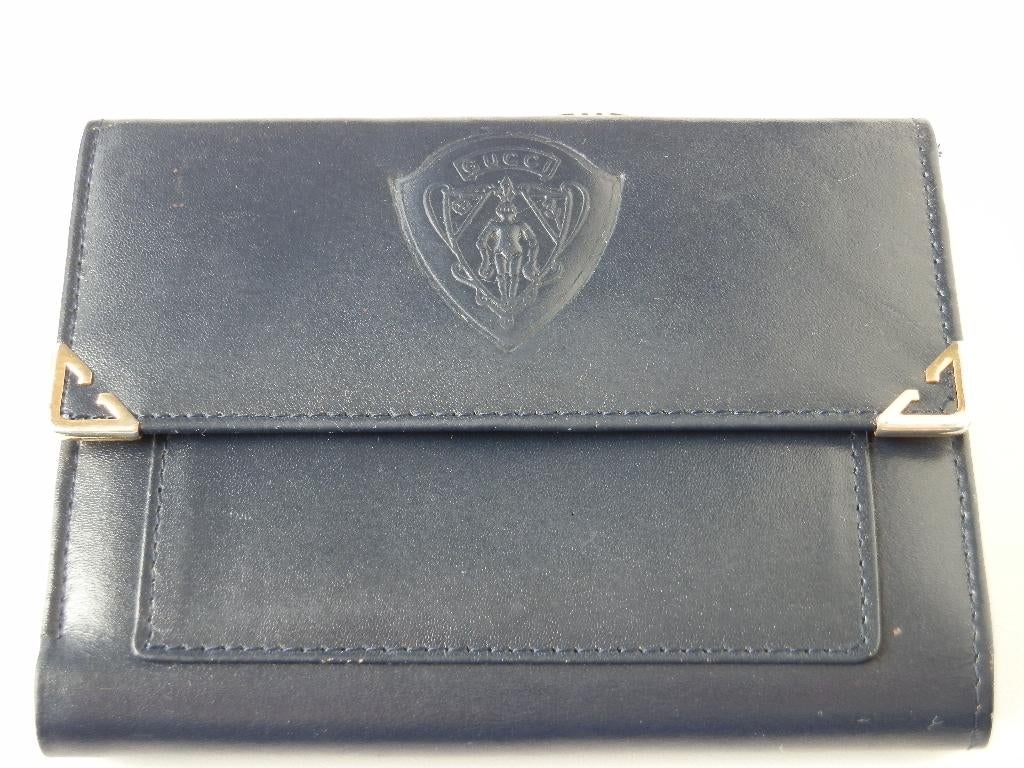 Portefeuille Gucci Rétro., Bijoux, Sacs & Beauté, Porte-monnaie & Portefeuilles, Comme neuf, Autres marques, Bleu, Cuir, Enlèvement ou Envoi